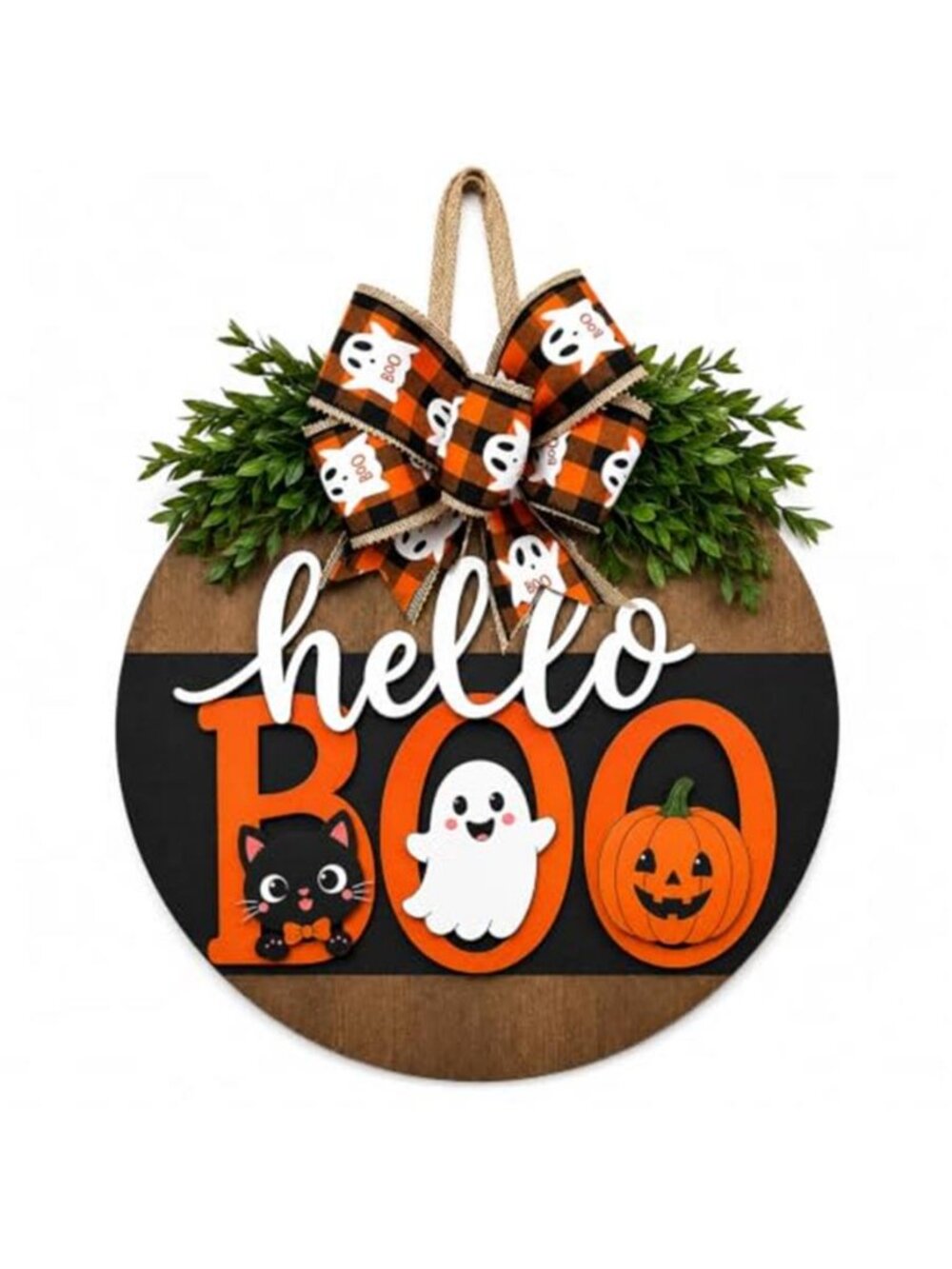 Halloween Wreaths for Front Door Cute Ghost Hanger Sign Decorations Halloween